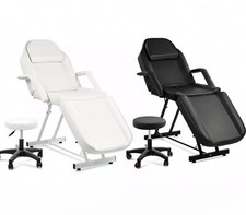 Massageliege Kosmetikliege Therapieliege mit Stuhl Tattooliege Schawarz Weiß