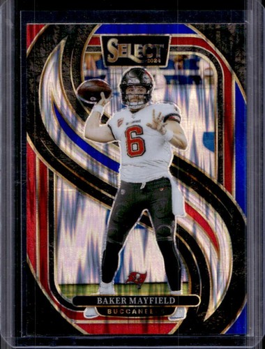 2024 Panini Select Baker Mayfield Premier Red and Blue Prizm Shock #108