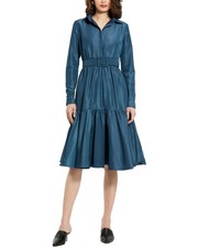 Mac Duggal Faille Collared Midi Dress With Belt Women's  M