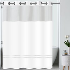 Hookless 3 in 1 Shower Curtain with Sheer Window Fabric Liner White