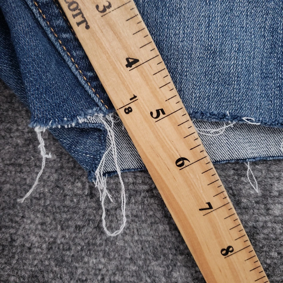 Pantalones Cortos Pilcro Anthropologie Mujer 29 Azul Alto Tiro Ajustados Elastizados Botón Mosca Denim Foto 4 de 4