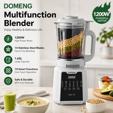 Domeng 1200W Blender 1.65L Hot Soup Smoothie Soy Milk Ice Crush Machine UK Plug