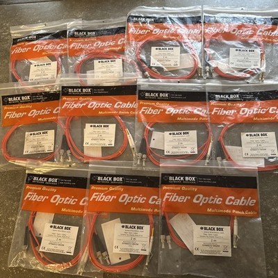 11 Lot Black Box Fiber Optic Cable Multimode 50/125 EFN6022-002M Ceramic Tip