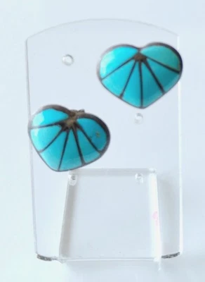 Boucle d'oreille en Turquoise d'Arizona et Argent 925 (3,6 g). - Photo 1/3