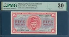 United States MPC 5 Dollars Series 611, 1964, P M55, PMG 30 VF