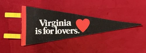 Vintage 14 Inch Virginia is for Lovers Travel Pennant Heart