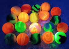 Vintage Marbles Lot- .64"- .59"- UV Glowing Jabo Swirls- L320