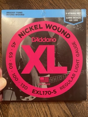 D'Addario EXL170 Nickel Wound Bass Guitar String Light 45-100, Long Scale
