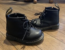 Dr Martens Combat Boots Toddler Size 5 Black Leather Lace Up Side Zip