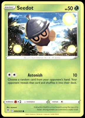 Seedot 005/203 SWSH07: Evolving Skies Regular NM Pokemon TCG