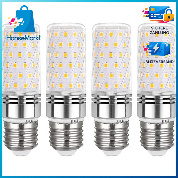 LED E27 12W Warmweiß 3000K 1350LM Nicht Dimmbar 360-Grad Licht 4Er-Pack 4 StüCk-image