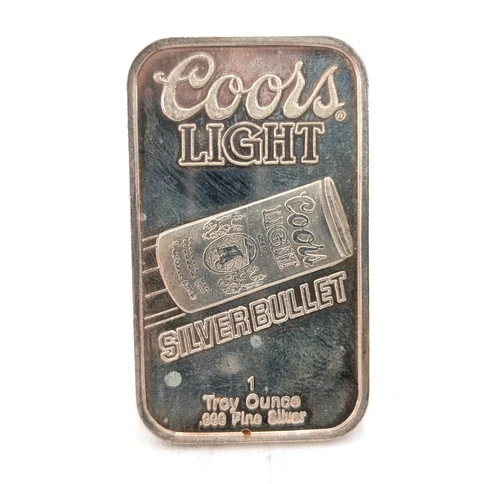 Coors Light Silver Bullet Sunshine Mining Company 1oz .999 Fine Silver Bar