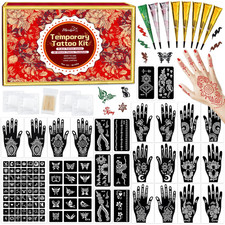 Museluxe Temporary Tattoos Stencils Kit,Temporary Tattoos Kit - 8 Pcs 4 Color Br