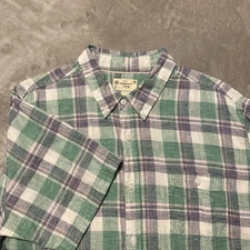 Original Weatherproof Vintage Shirt Mens 2XL Plaid Washable Linen Preppy Classic