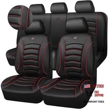 3D Foam PU Leather Car Seat Covers, Universal Full Sets Black Red Full Sets