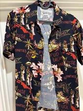 WACKO MARIA Guilty Parties Rayon Aloha Men's Shirt Size M Black JAPAN USED