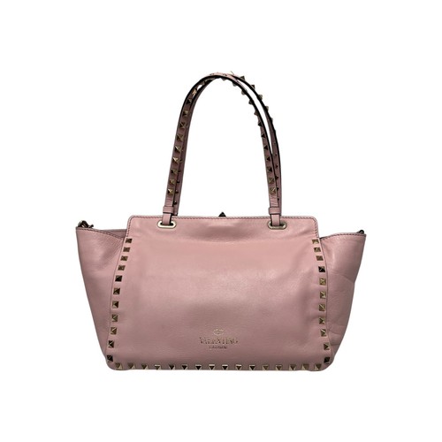 $1680 Valentino Blush Pink Leather Rockstud Tote 2Way Shoulder Bag