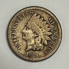1860 Indian Cent Copper Nickel Very Good "Round Bust" Better Date