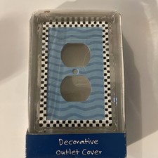 Cubierta Outlet Decorativa Azul Y Cuadros Habitación Niños Baño O Cocina