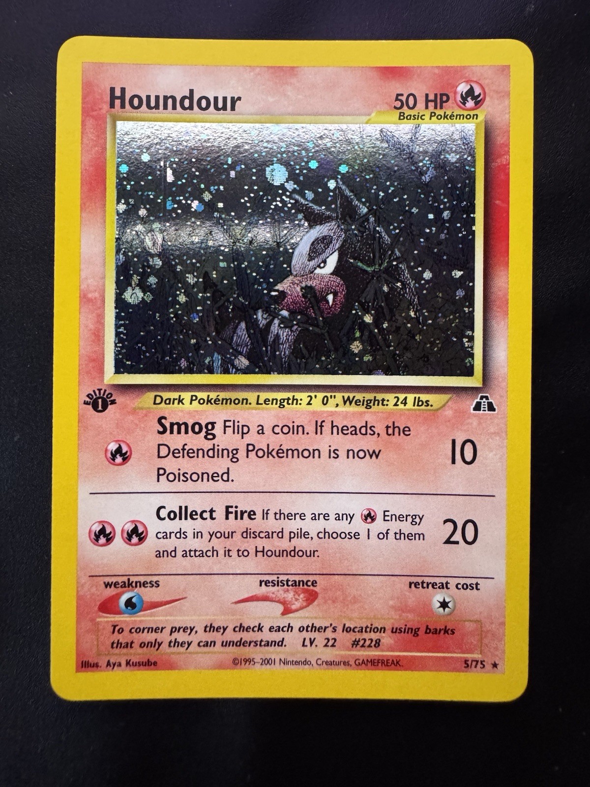 Pokemon Card English 1st Edition Holo Houndour 5/75 Neo Discovery Wizard NM!