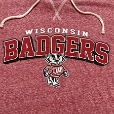 Wisconsin Badgers Hooded Sweatshirt Thin Cotton Hoodie XL Red Heather Bucky