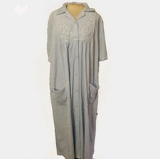 Vanity Fair Robe Blue Long Snaps USA Size XL House Coat Grannycore