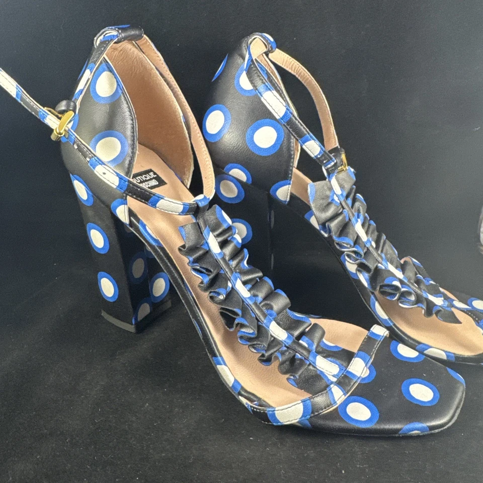Tacones Boutique Moschino - Italia - Lunares negros blancos azules - Nuevos sin caja Foto 2 de 4