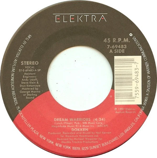 Soundtrack 45 Dokken - Dream Warriors / Back For The Attack On Elektra Foto 2 de 3
