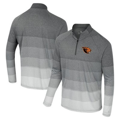 Men's Colosseum  Gray Oregon State Beavers AI Striped Mesh Quarter-Zip Raglan