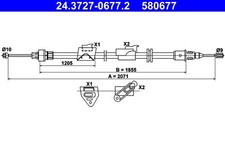 ATE Bremsseil Hinten Rechts Ford 24.3727-0677.2
