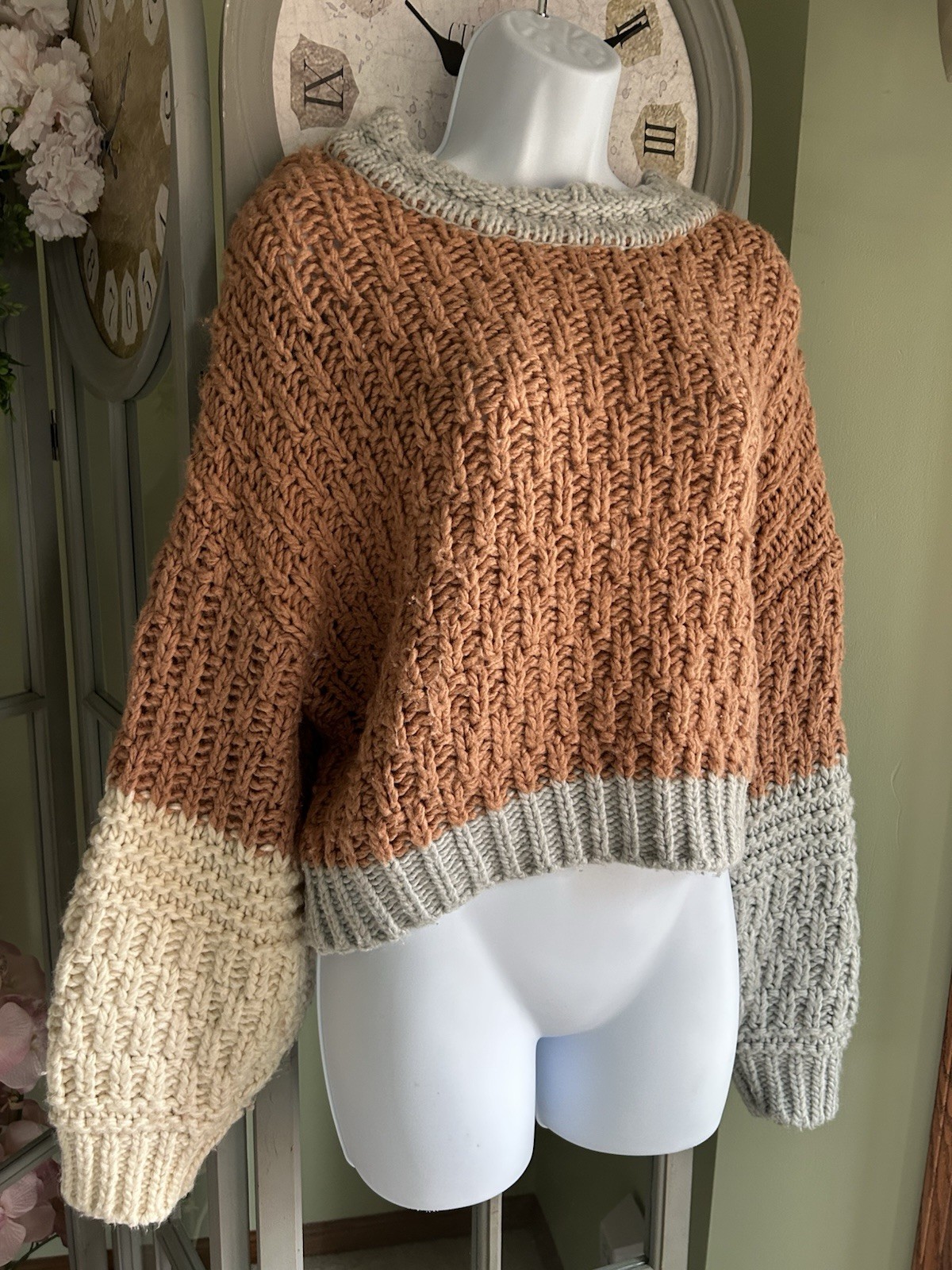 UNIVERSAL THREAD Cable Chunky Knit Colorblock Swe… - image 3