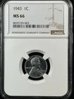 1943 1C  Lincoln Wheat One Cent NGC MS66   8699720-003