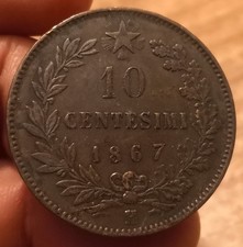 Moneta 10 Centesimi 1867 Birmingham, Vittorio Emanuele II, Rif. 8962