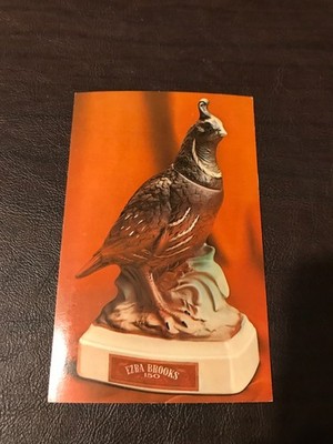UNPOSTED POSTCARD - ERZA BROOKS WHISKEY DECANTER - THE CALIFORNIA QUAIL