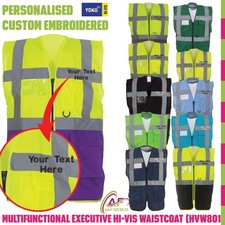 Personalised Embroidered Multifunctional Executive Hi-Vis Waistcoat Safety Vest