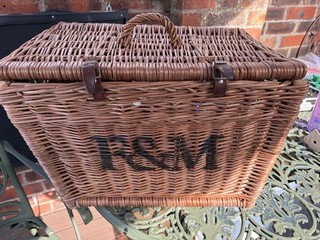 Large Fortnum and Mason FM Wicker Basket Or Picnic Hamper