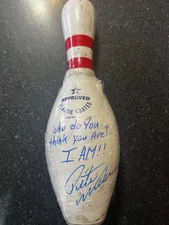 PETE WEBER signed & quote-inscribed Tournament-Used Bowling Pin! JSA Witness