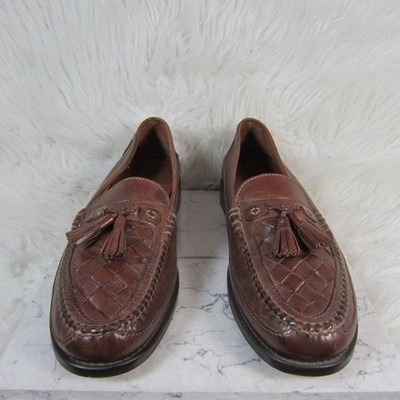 Johnston & Murphy Basket Weave Loafers sz 11 Johnston & Murphy Brown Leather Basket Weave Tassel Loafers  main image 2