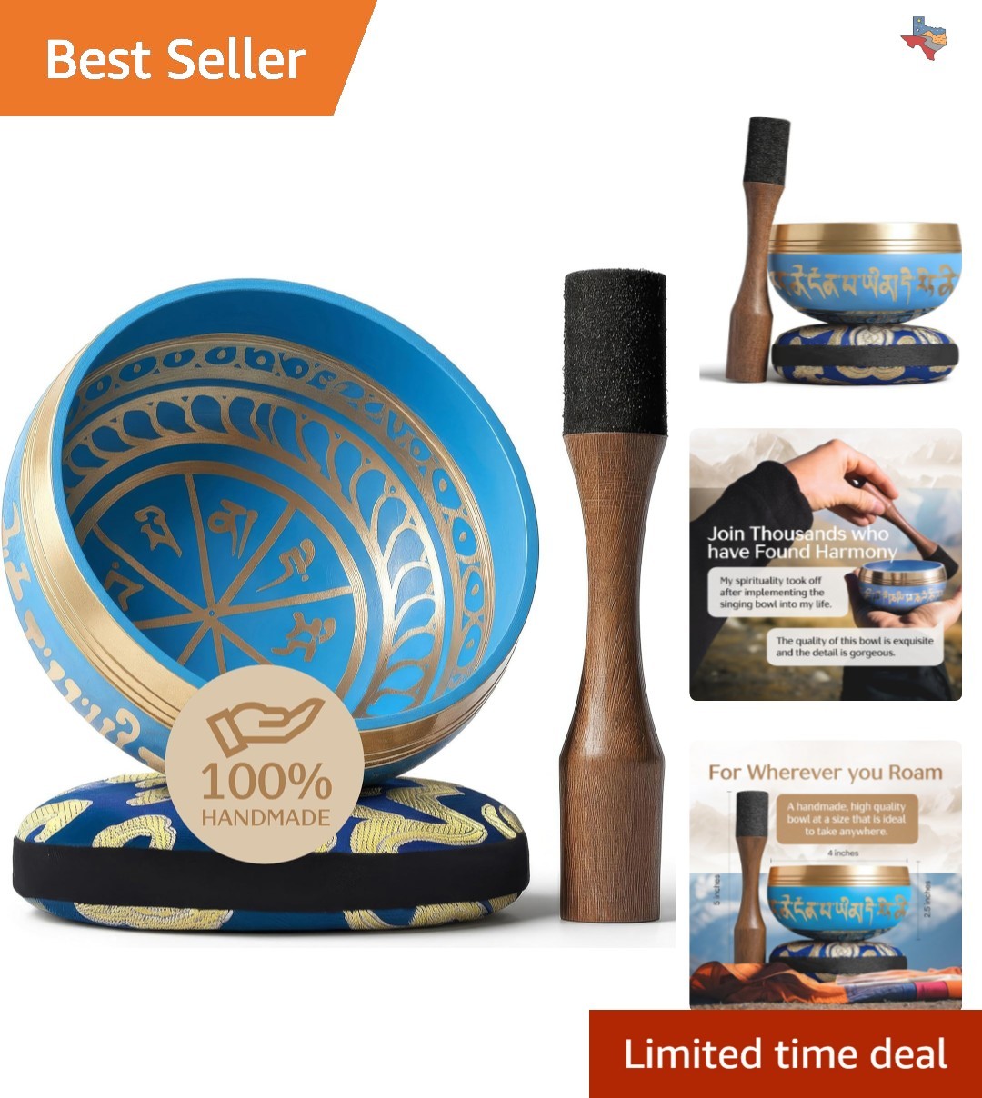Tibetan Singing Bowl Set for Beginners | Stress Relief & Mindfulness Gift