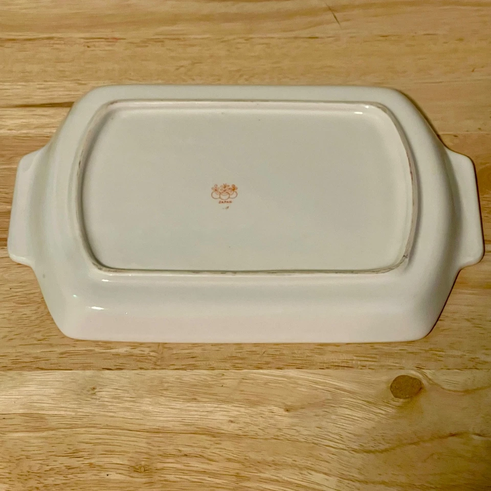 Винтажные фарфоровые красно-синие цветочные подносы с маркировкой на спине сделано в Японии - Изображение 4 из 4