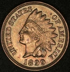 1899 INDIAN HEAD CENT UNCIRCULATED DETAILS FLASHY COLOR TONED
