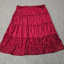 Vintage 90s My Michelle Burgundy Velvet Maxi Skirt L Sequins Whimsigoth Y2K