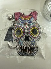 Rhinestone Skull Pink Bow Bag Charm/ Keychain