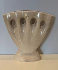 Red Wing Art Pottery Brown Speckled Fan Vase Lavender Interior