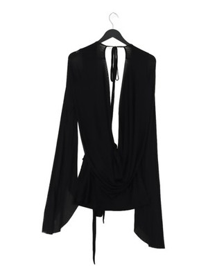 EGO Women's Top M Black Polyester with Elastane Long Sleeve V-Neck Basic