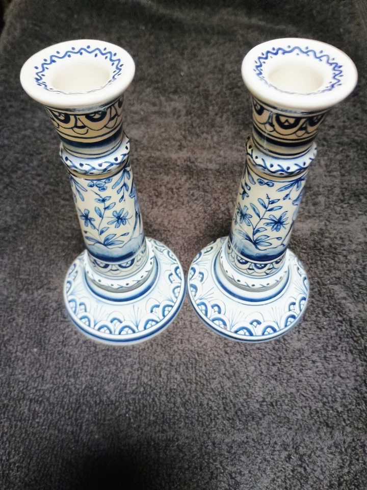 Coimbra Ceramica Taper Candle Holders; Made and Hand-Painted In Portugal 🇵🇹 - Image 4 of 4