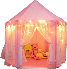 Princess Castle Playhouse Tent for Girls with LED Star Lights   Indoor  Outdoor