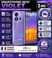 Smartphone NEUF VIOLET  Android 14 - 8Go RAM (2+6) 64Go ROM - 4G Double SIM