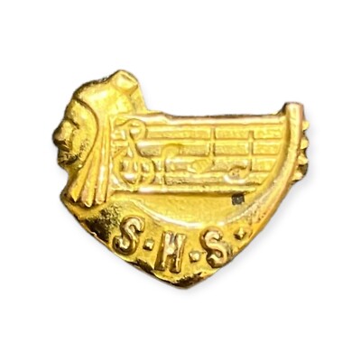 SHS Music Notes Band Class Harp School Gold Filled S.H.S. Lapel GF Pin