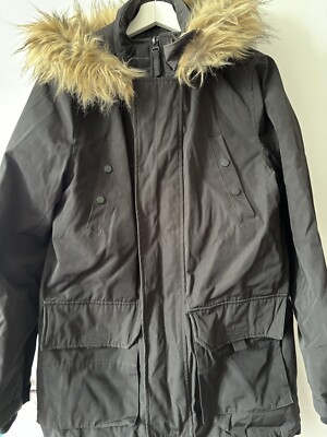 New Look Mens Padded Parka Coat Faux Fur Hooded Size S